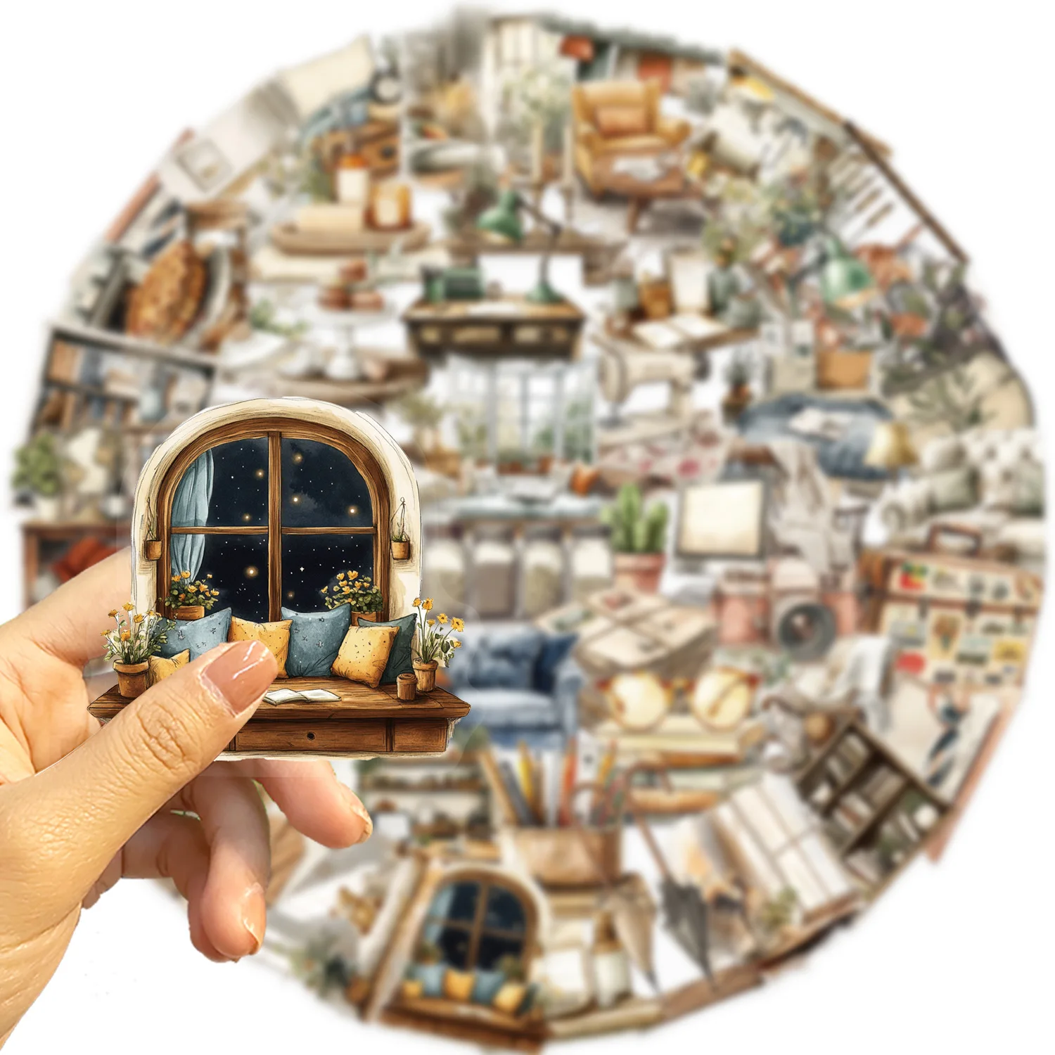 50PCS Transparent Sticker Cartoon Home Art Stickers Graffiti Stickers DIY Diary Phone Case Handmade Scrapbook Aesthetic Stickers image 5
