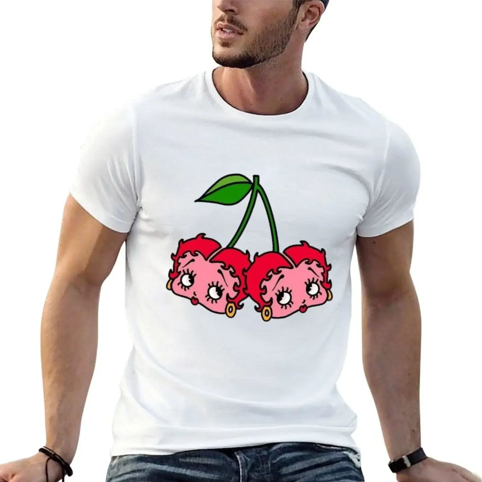 cherry boop!! T-Shirt anime stuff man clothes men t shirt