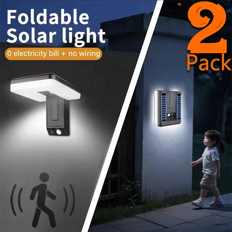 

Solar Wall Light Outdoor Waterproof Folding LED Sconce With Human Body Sensing for Courtyard Balcony Staircase