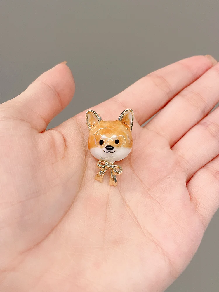 2024 New Cute Yellow Shibainu Dog Enamel Pins for Women Girls Oil Dropping Animal Brooches Kids Jewelry Accessories Gift