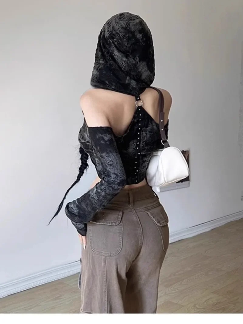 2025 New Japanese Jazz Sweet and Spicy Wasteland Desert Wind Indonesian Volcano Y2K Dark Wear Blouse Top For Women