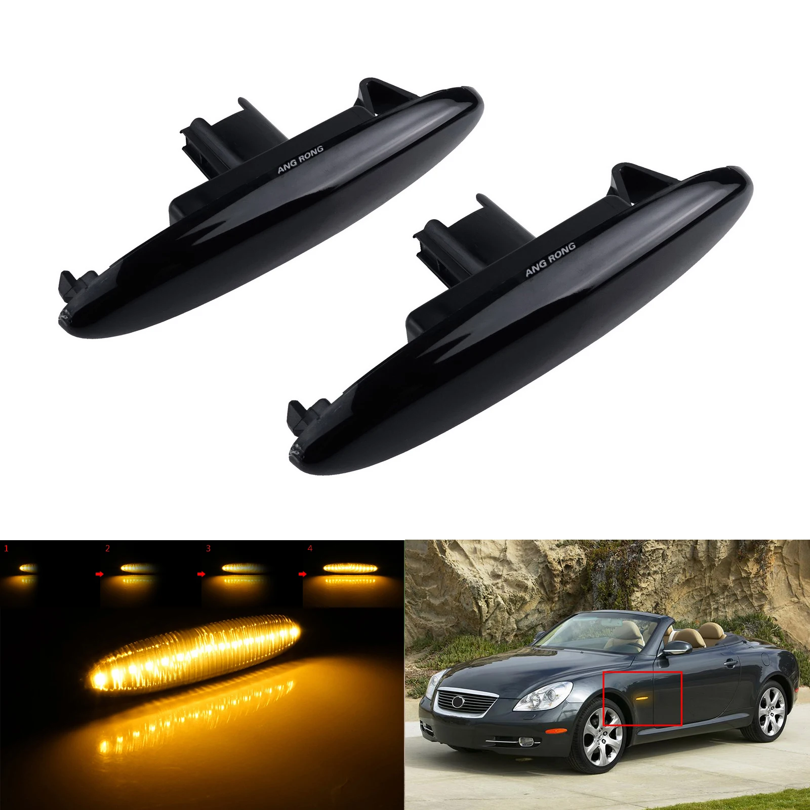 1 Pair Dynamic LED Side Marker Indicator Turn Signal Light Sequential Lamp For Lexus IS250 IS350 ES350 SC430