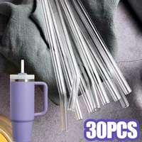 30cm Replacement Long Transparent Straw Compatible with Stanley 40/30 oz Cup Tumbler,for Stanley Plastic Clear Straws With Brush