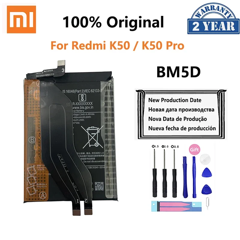 

100% Original BM5D 5500mAh Battery For Xiaomi Redmi K50 RedmiK50 K50Pro Pro Mobile Phone Replacement Batteries Bateria