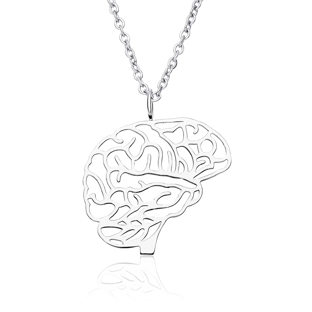 Brain Organ Medicine Pendant Necklace Personality Hollow Anatomy Jewelry Chain Gifts for Doctor Nurse