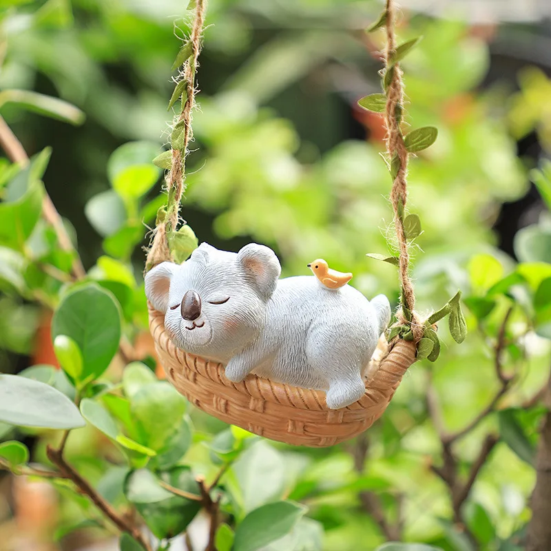 Creative Resin Flower Pot Pendant Lovely Panda Koala Shiba Inu Cartoon Animal Gardening Decoration for Outdoor Balcony view 3