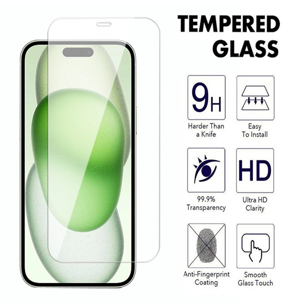 100D Tempered Glass Screen Protector For iPhone 12 13 14 15 Plus Pro Max Transparent For iPhone 12 13 Mini Protective glass Film