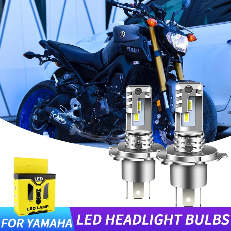 2PCS For Yamaha MT07 MT03 MT09 H4 9003 HS1 Motorcycle LED Headlight Bulbs High & Low Beam 12000lm 6000K CANbus