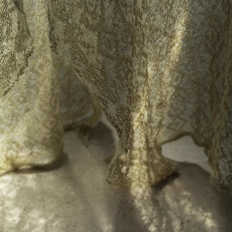 Handgebreide semi-transparante mohair kant stof lichtgewicht jurk retro stijl jurk basis shirt kleding ontwerper stof