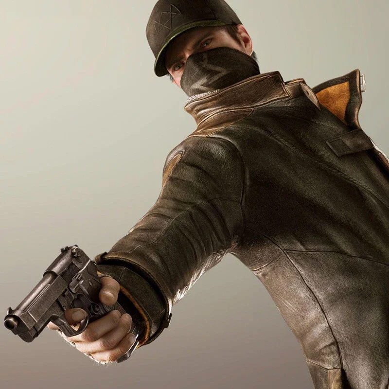 Aiden pearce หมวกกันลมสำหรับผู้ชายเครื่องแต่งกายคอสเพลย์ชุดว่ายน้ำสตรีสุนัขเสื้อโค้ทสำหรับหนังสังเคราะห์