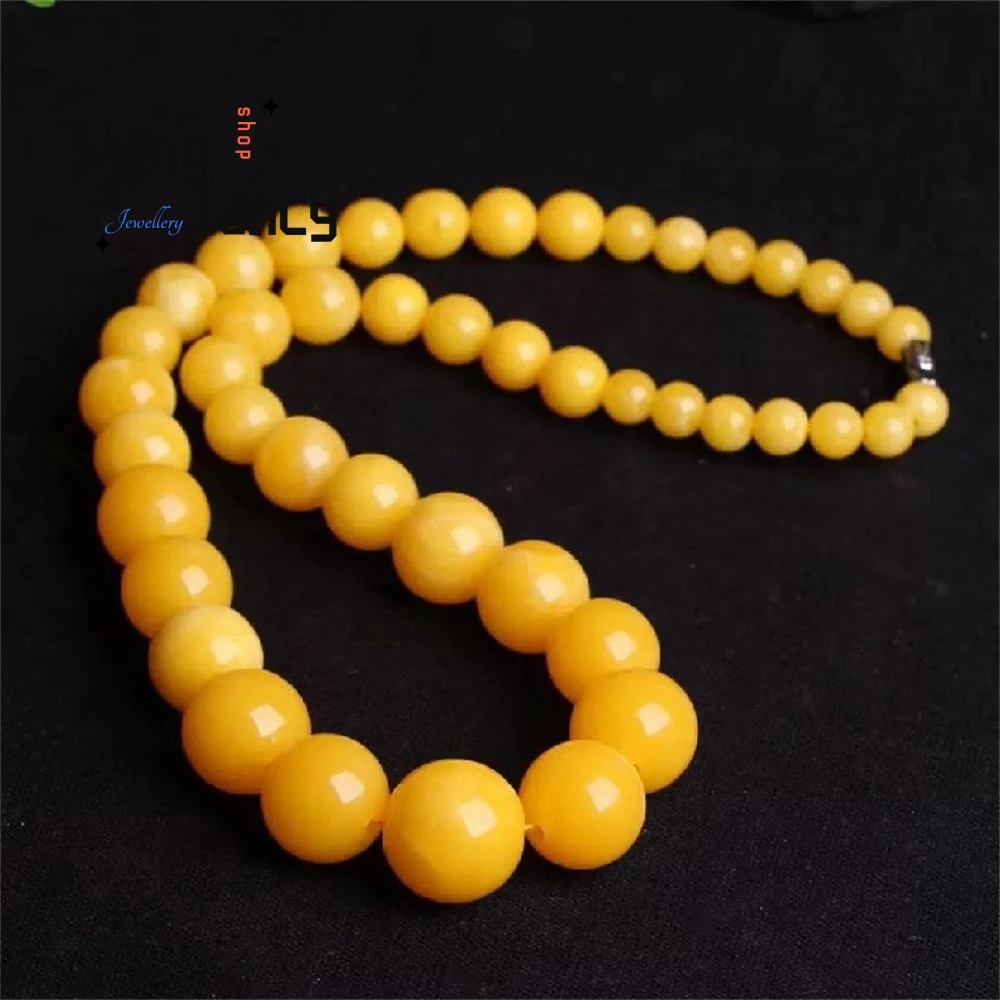 

Elegant Amber Tower Chain, Chicken Oil, Yellow Old Amber Bead Necklace, Collarbone Chain, Men's And Women's Amber Sweater Chain
