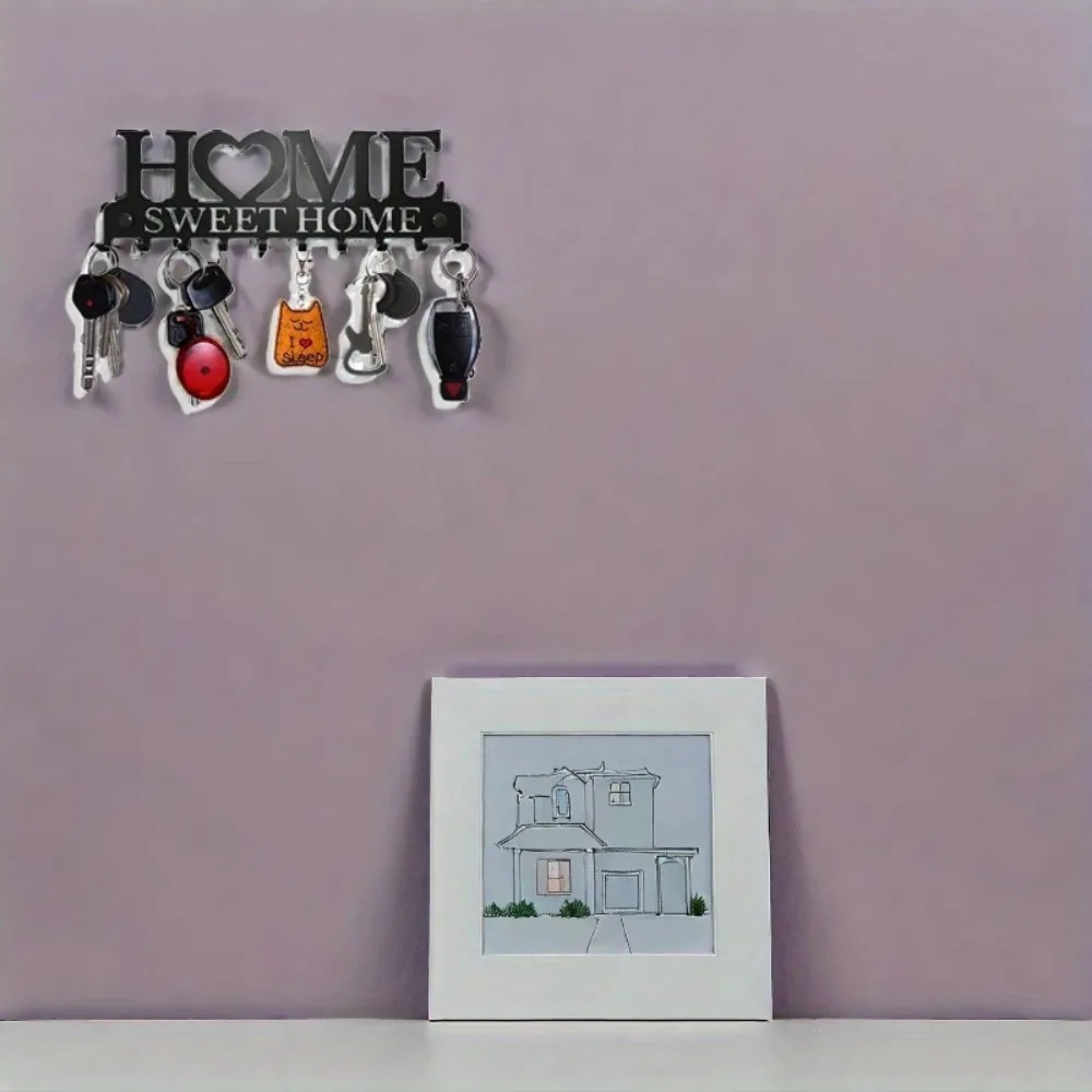 UrbanHanger Llavero de metal negro - Escultura de pared con clavijas, elegante organizador de entrada, mantiene llaves de abrigos, regalo de Halloween