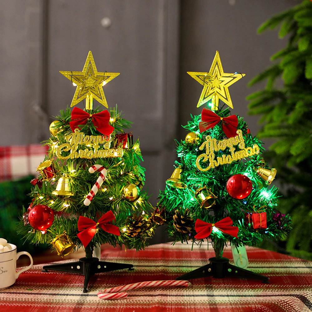 30cm Christmas Tree with Led Light Home Decor Artificial Xmas Ornaments Small Christmas Tree Party New Year 2025