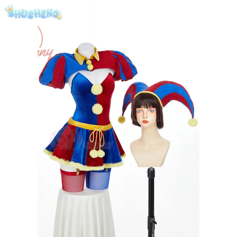 

Аниме удивительный джокер девушка цифровой цирк Pomni косплей костюм игра цирковой комбинезон шляпа носки пальто Хэллоуин мужчины женщины наряд