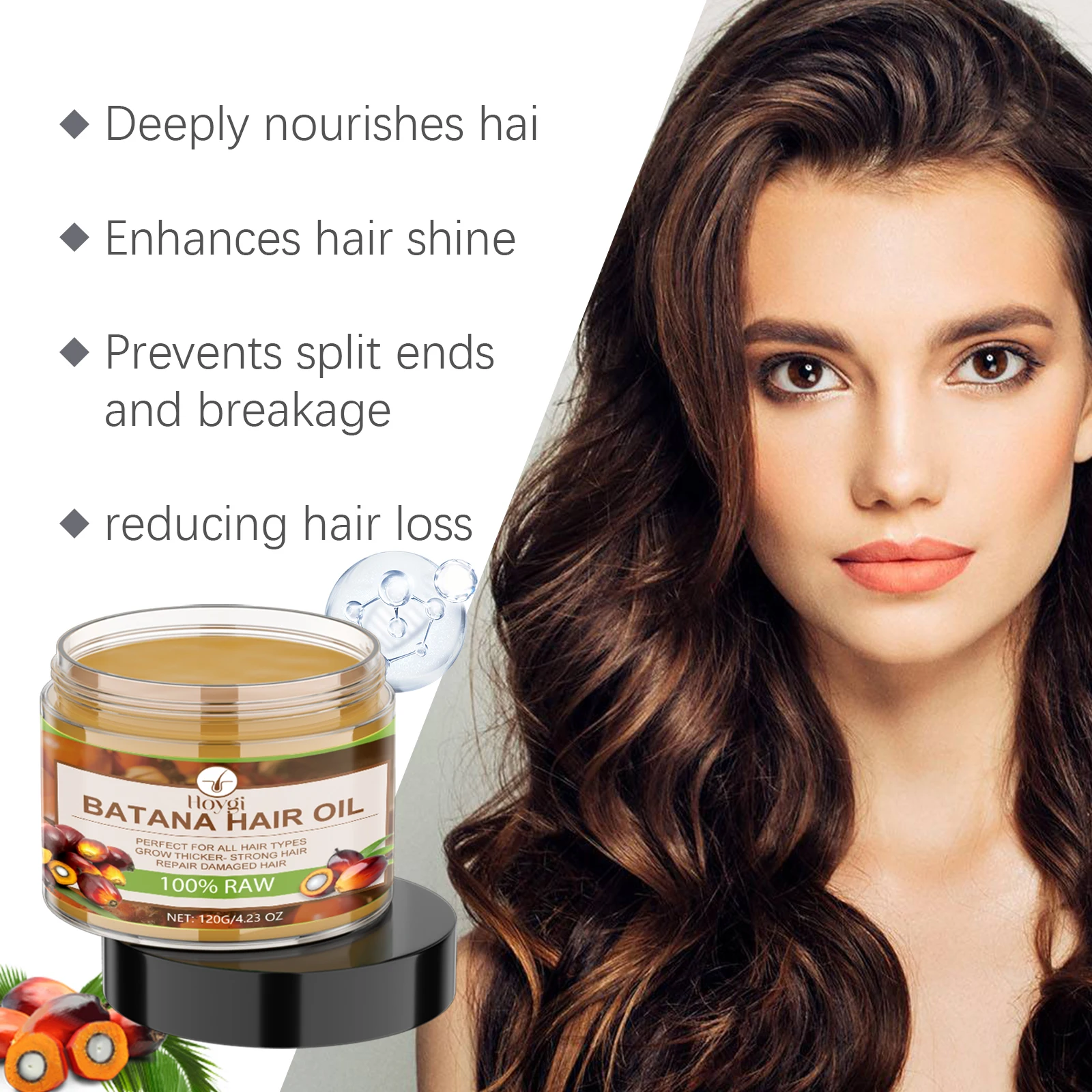 Hoygi Pure Batana Hair Mask Nourish Scalp Repair Damaged Hair Reduce Breakage Healthy Hair Growth Treatment Batana Hair Butter