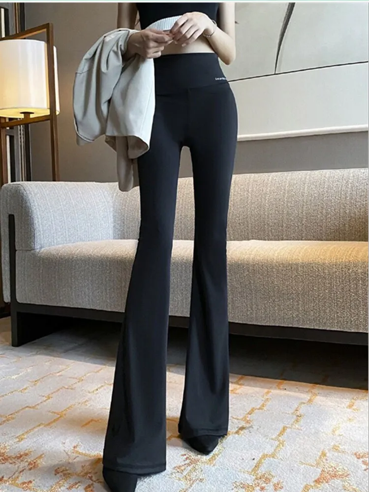 

Women's Yoga Pants Fitn Gym Trousers Fce Lined Long Pants Spring Autumn High Waist Butt Lifting Belly Slimming Flared