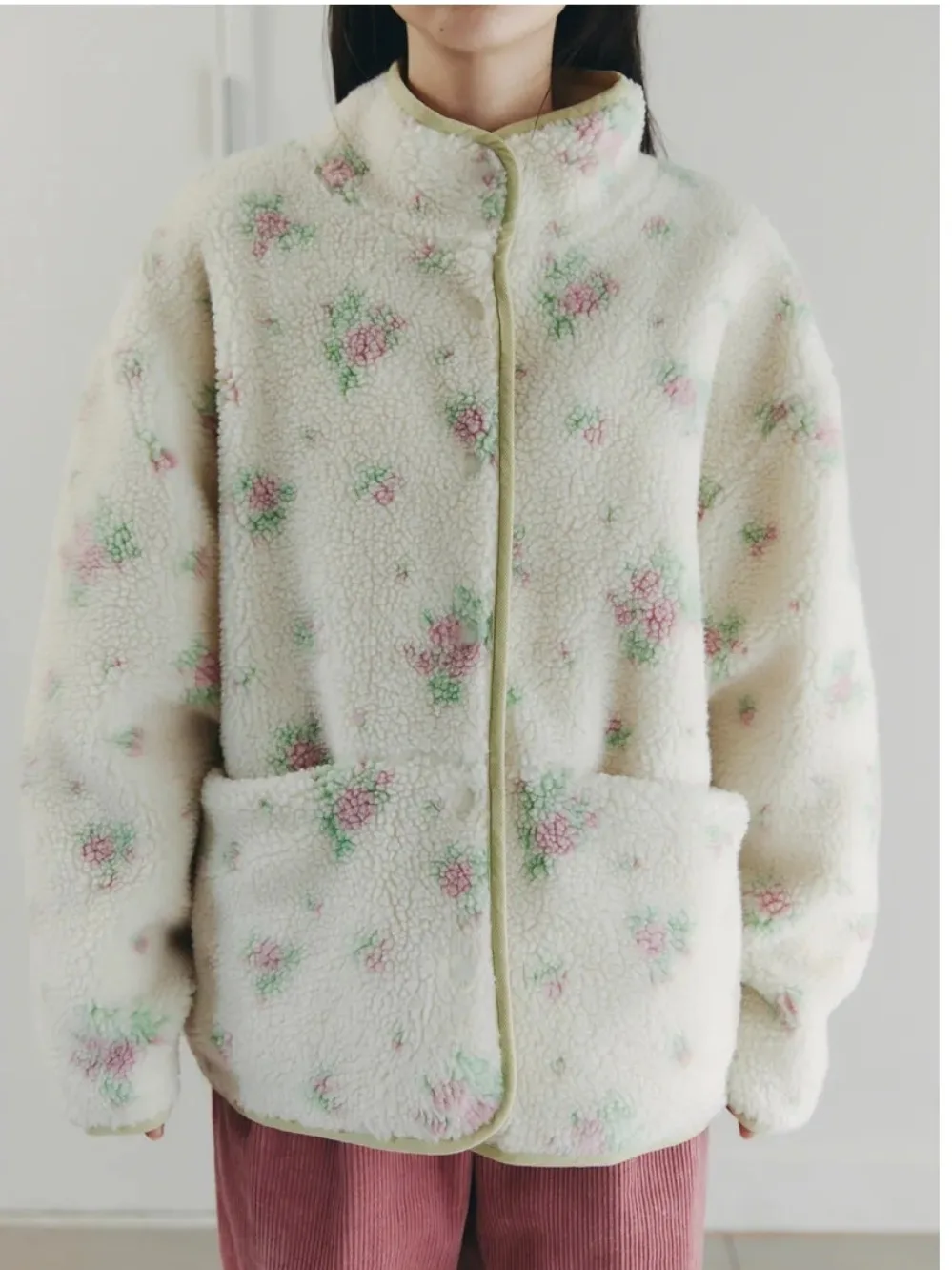 Cappotto floreale in cotone caldo Jaet da donna Sle double-face in pelliccia di agnello ort Primavera Autunno Inverno Faion Capispalla