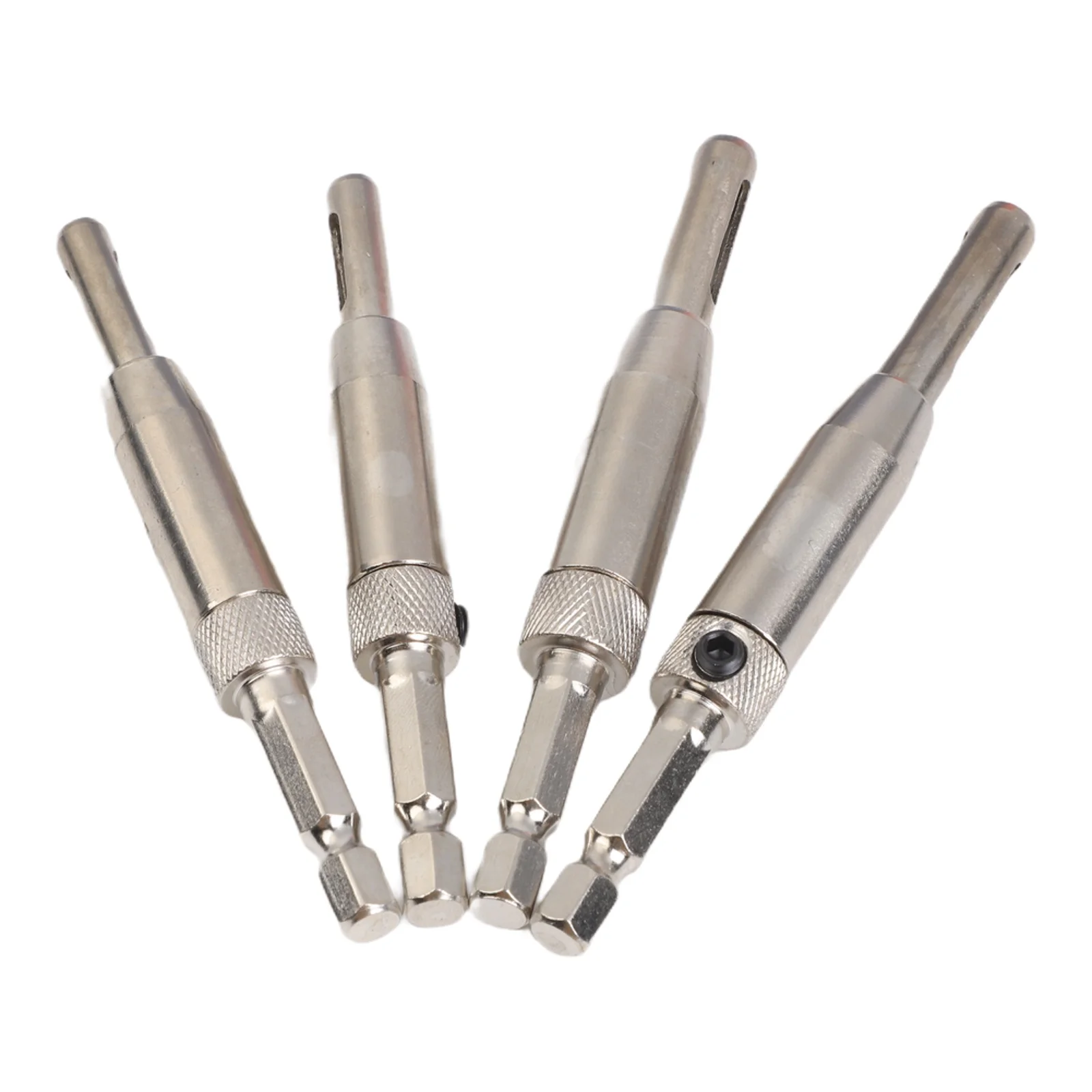 4pcs Self Centering Hinge Drill Bits for Pilot Holes in Door and Cabinet Applications with Adjustable Drill Depth and HSS Body