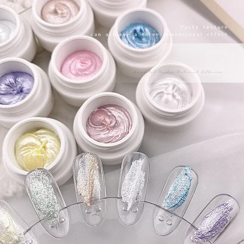 9 ألوان مسمار الفن أورورا الجنية مسحوق كريم الربيع الصيف لتصميم مانيكير المهنية زينة الصباغ مسمار الملمس هلام