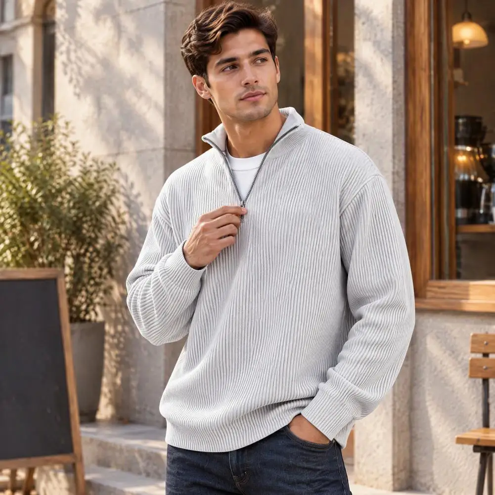 Men Casual Pullover Loose Fit Quarter Zipper Tosp Men's Half Zipper Pullover Sweatshirt Long Sleeve Casual Tops Stand for Fall