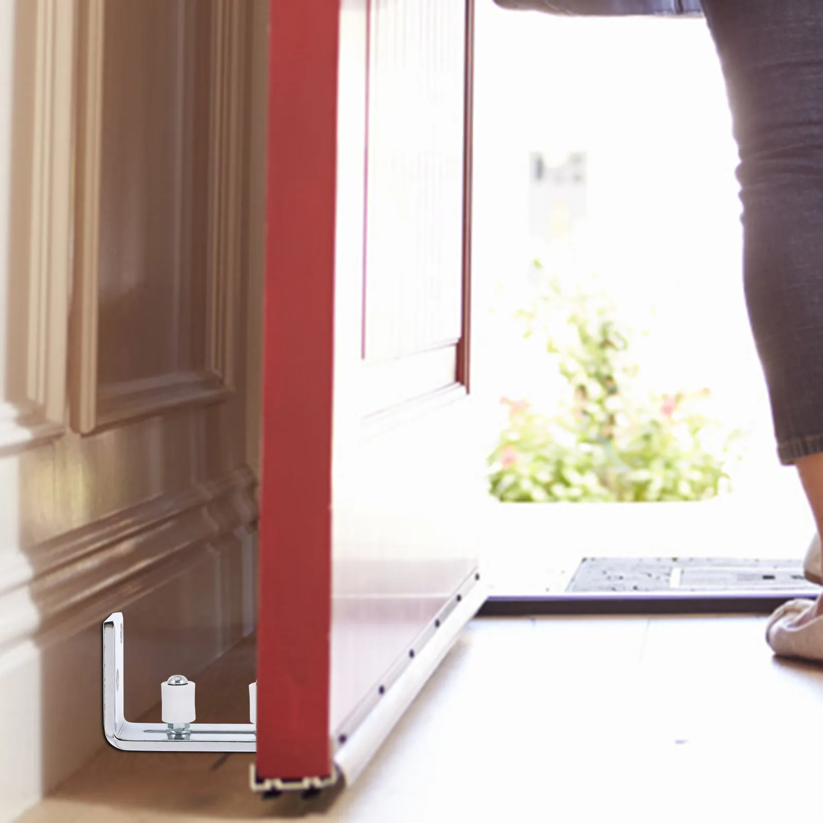 

1 шт. Напольный направляющий ролик для раздвижных дверей, регулируемый нижний ролик для амбарных дверей, настенное крепление, точное изготовление, плавное и бесшумное движение, простая установка