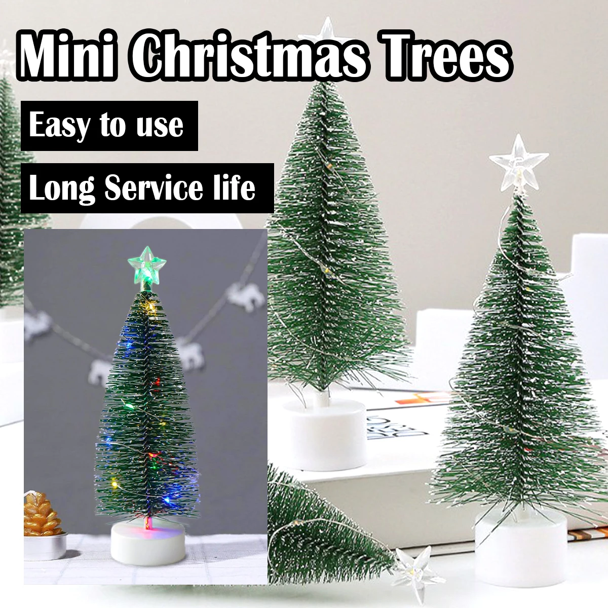 17cm Led Mini Christmas For Lights Diy Ornaments Luminous And Green Party Colorful Decorations Snow Trees Tree Outdoor Gift Home