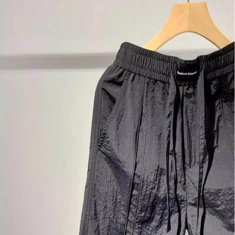 

Мужские летние повседневные брюки свободного кроя в стиле харлан, винтажные, в американском стиле, молодежные, с эластичным поясом, прямые штанины