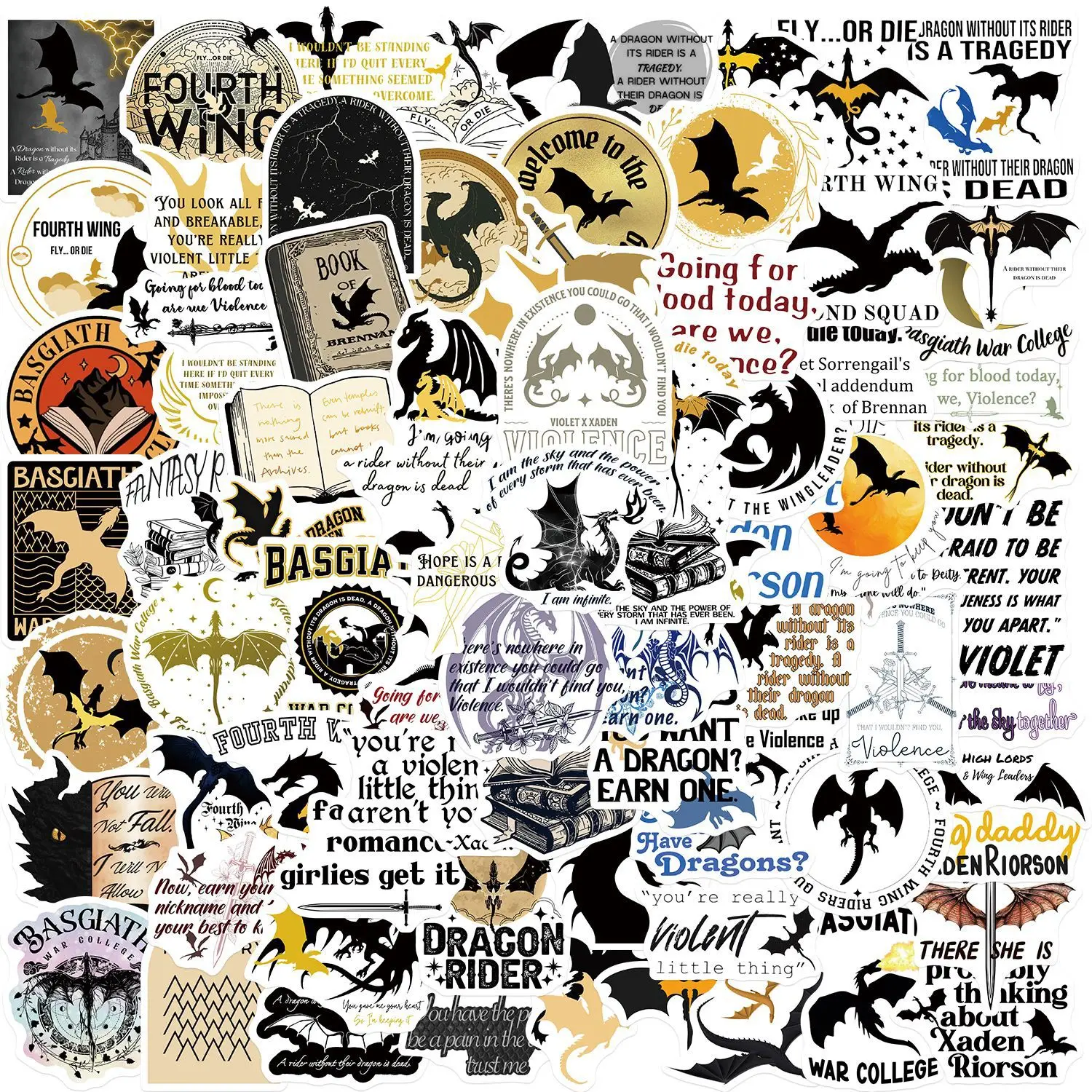 100PCS Vierter Flügel Drache Graffiti Aufkleber DIY Dekorative Aufkleber für Gitarre Notebook Gepäck Wasserdichte Kinder Belohnung Aufkleber