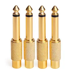 4 Pack Gold Plated RCA to 1/4 Adapter RCA Female to 6.35mm 1/4 inch Male Mono TS Interconnect Audio Adapter Conversion Plug