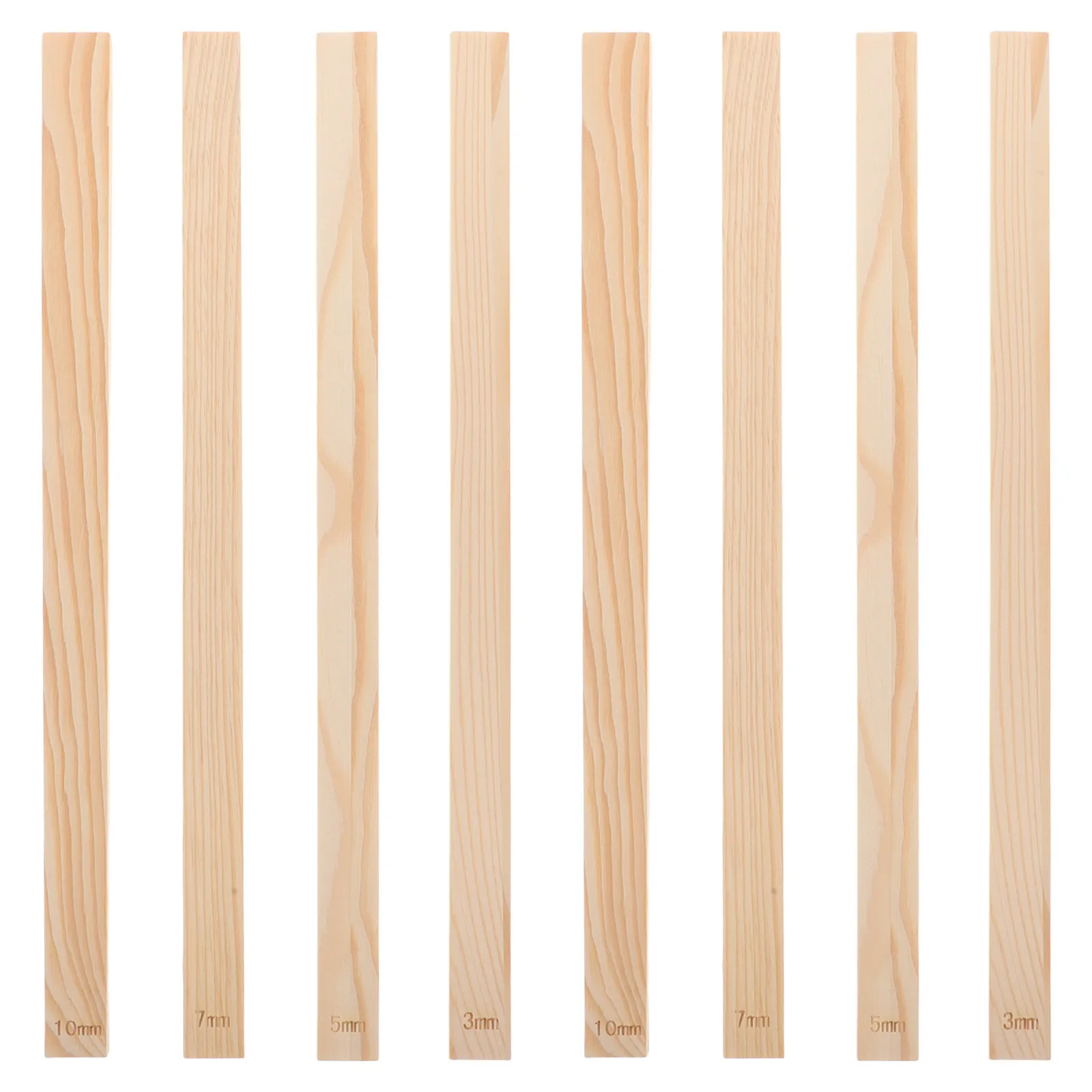 8Pcs Wooden Slab Roller Guides for Pottery Clay Rolling Thickness Control Precision Mudboard Guide Tool Set Natural Pine Wood