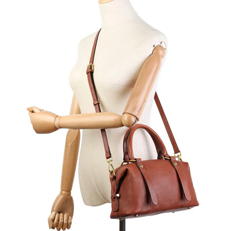 Johnature Women's Handbag 2026 New Genuine Leather Retro Large Capacity Pillow Bag Commuting Versatile Cowhide Shoulder Bags