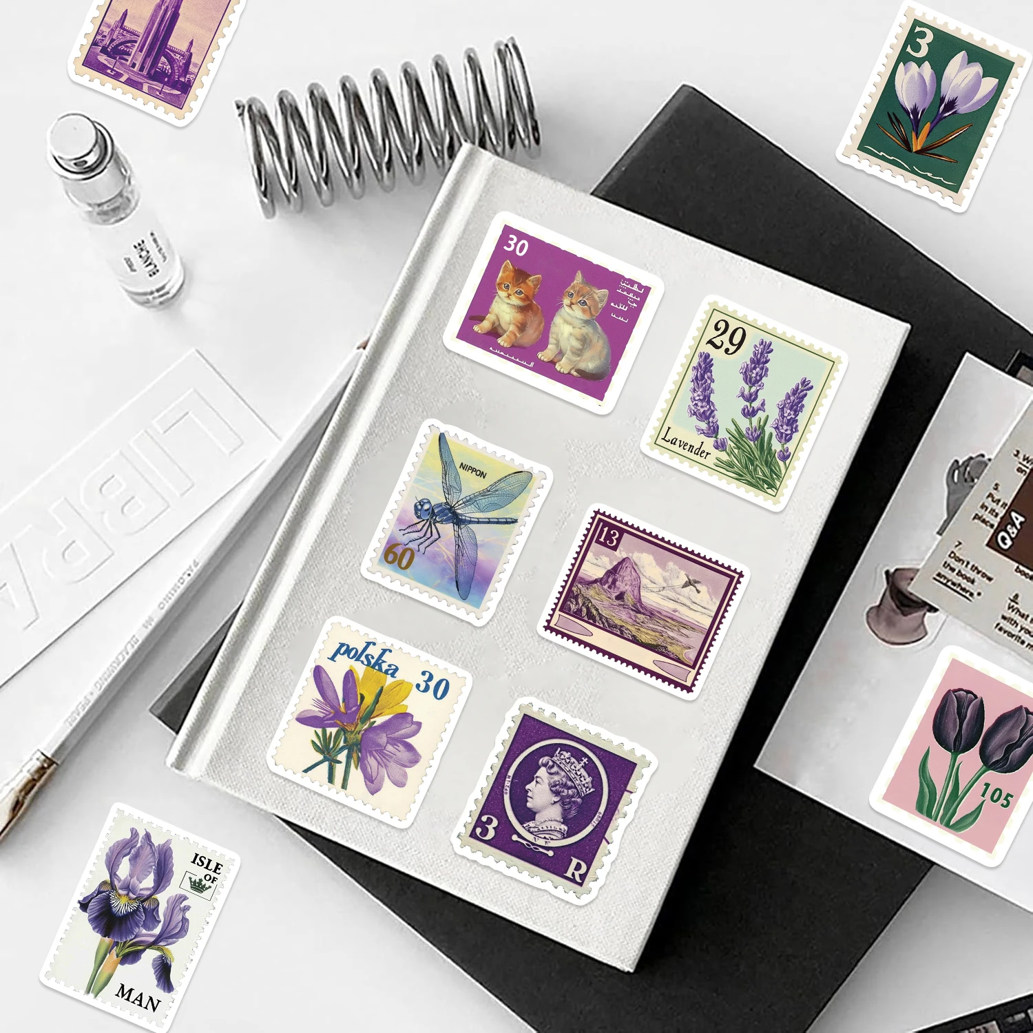 50 قطعة الحبر خمر الأرجواني Stamps البلاستيكية لزجة ملصق الجمالية DIY بها بنفسك الأطفال الديكور سكرابوكينغ اللوازم المدرسية مقاوم للماء #2