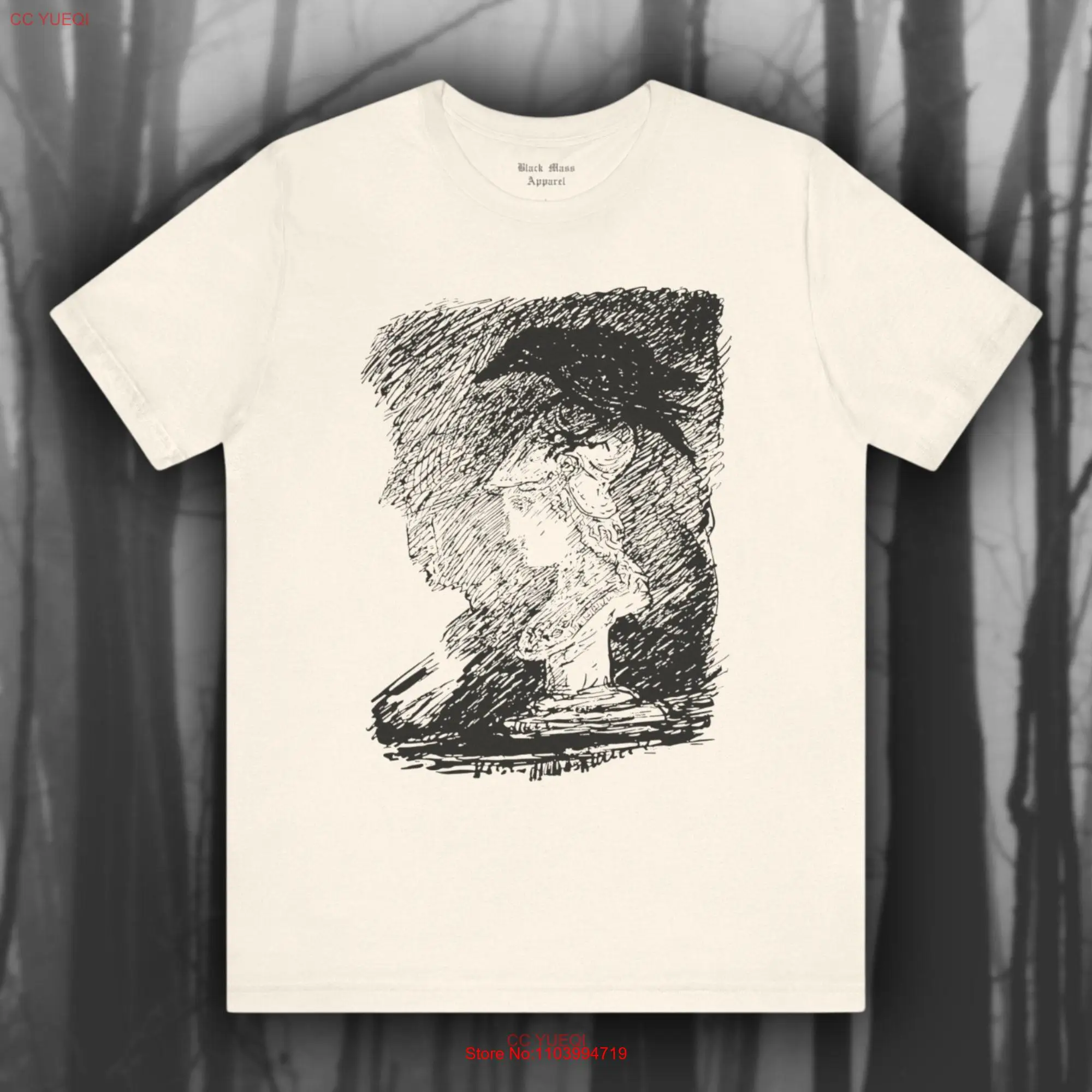 De Raaf Alfred Kubin Art T-Shirt Edgar Allan Poe Gothic Gedicht Gothic Literatuur Boekenwurm Jersey Lange Of Korte Mouwen