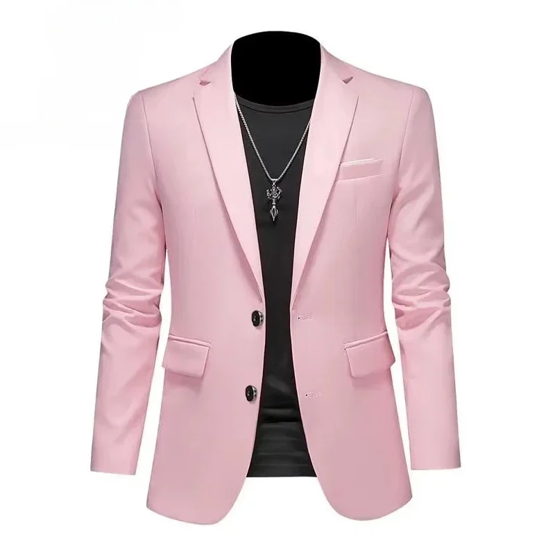 

High Quality Solid Color Two Buttons Suits Jacket 2025 New Men Slim Fit Casual Fashion Business Wedding Groom Tuxedo Coat Tops