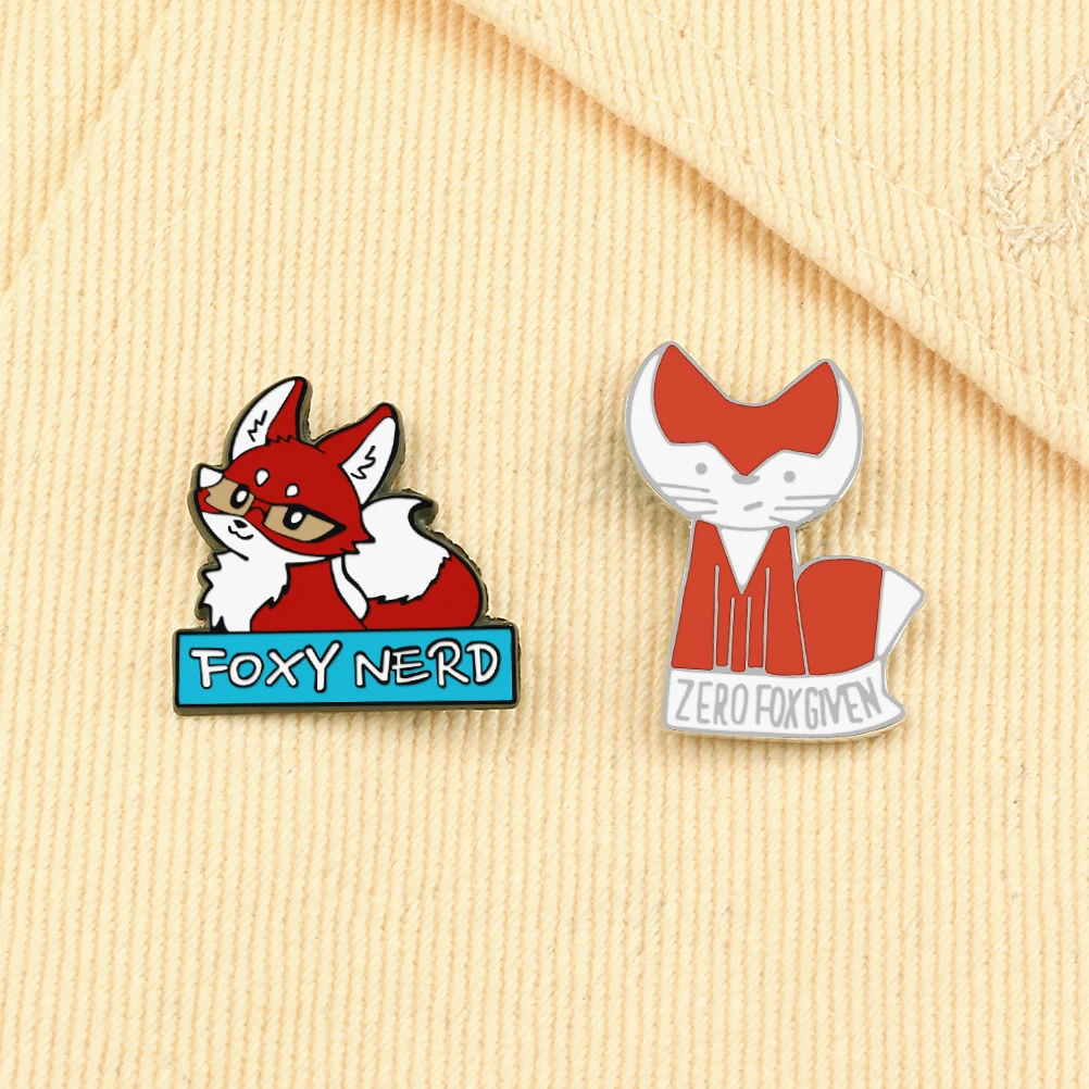 Cartoon Red Fox Enamel Pins Cute Animals Brooches Creative Funny Metal Badge Jewelry New Year\'s Gift Clothes Lapel Pin for Kids