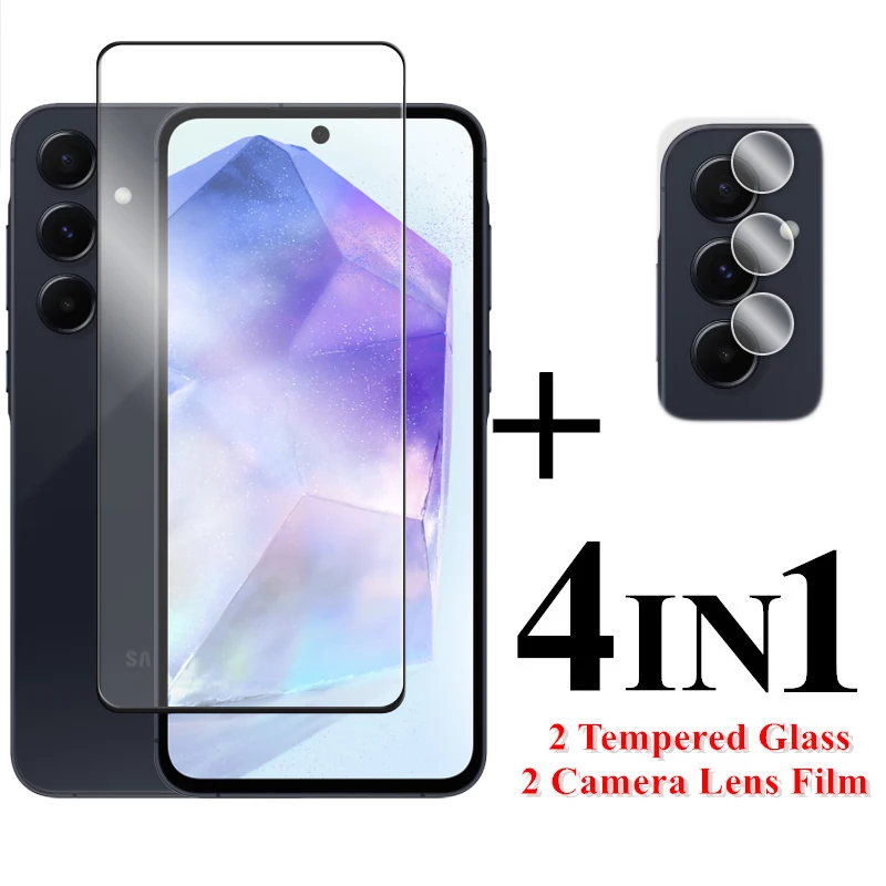 

For Samsung Galaxy A55 5G Screen Protector 6.6 inch Full Cover Glass For Samsung A55 Tempered Glass For Galaxy A55 5G Lens Film