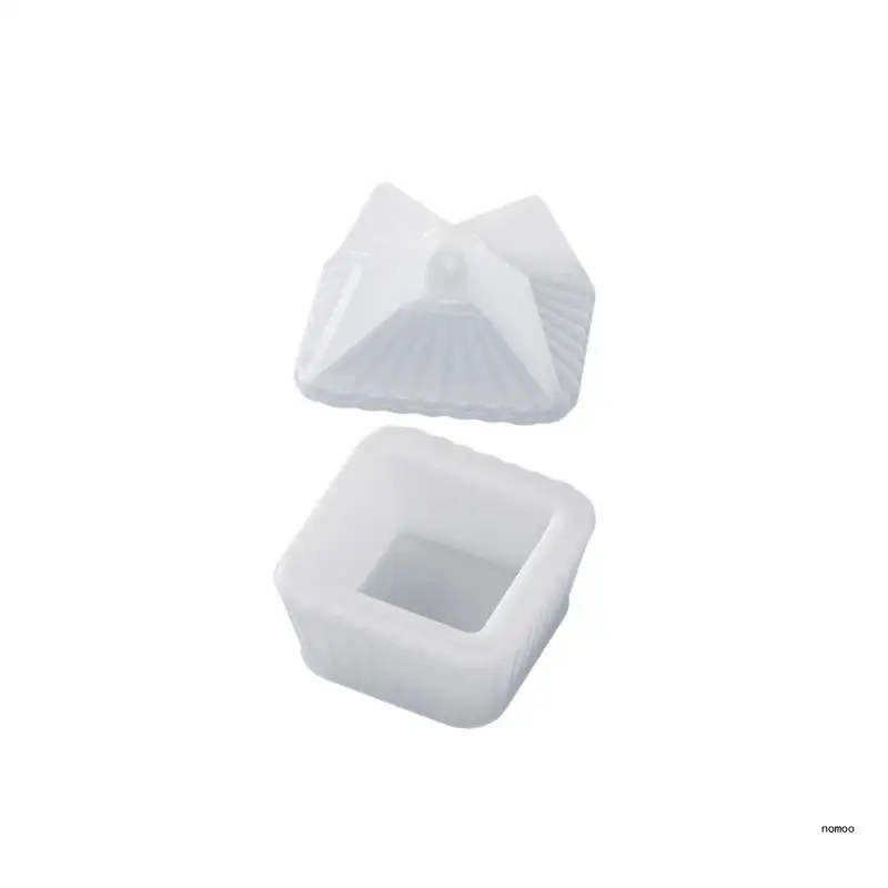 Storage Box Silicone Mold Stripe Trapezoid Jewelry Box Epoxy Resin Molds DIYs Gypsum Jar Home Decors