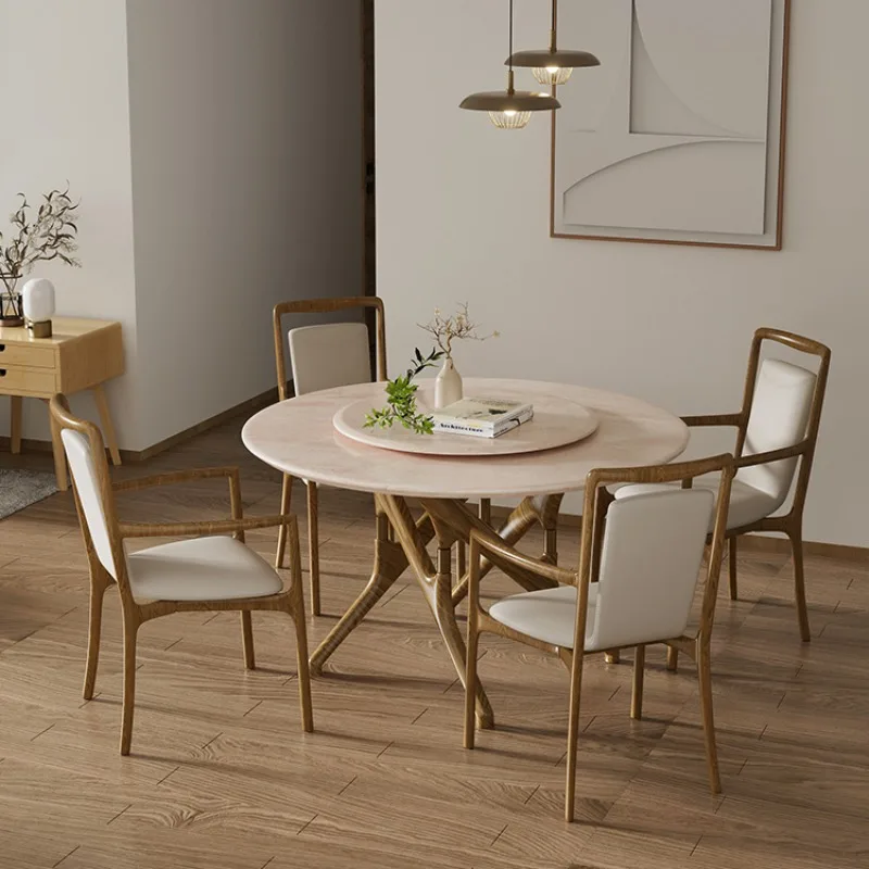 

Leisure Home Furniture Dining Furniture Four-piece Set Round Marble Dining Table Round