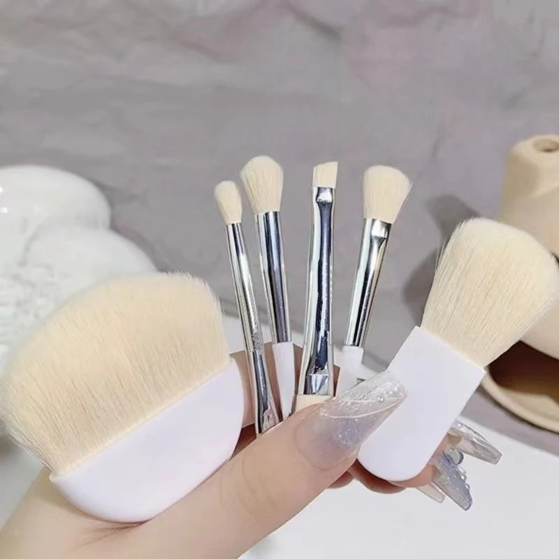 6 pçs mini pincéis de maquiagem de viagem conjunto macio corretivo escova beleza fundação pó blush pincéis ferramentas de maquiagem compõem pincéis