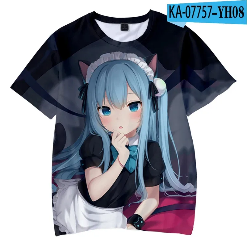 Manga cute girl nekoha Shizuku 3D T-shirt men women cosplay T shirt o neck short sleeve cute fashion tshirt unisex clothing