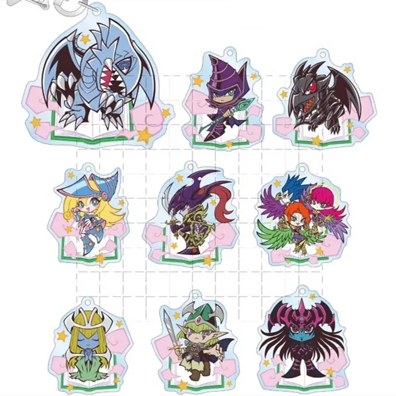 Anime Yu-Gi-Oh! Duel Monsters Keychain Doll YuGiOh Dark Magician Girl Legendary Dragon Acrylic Keyring Pendant for Gift