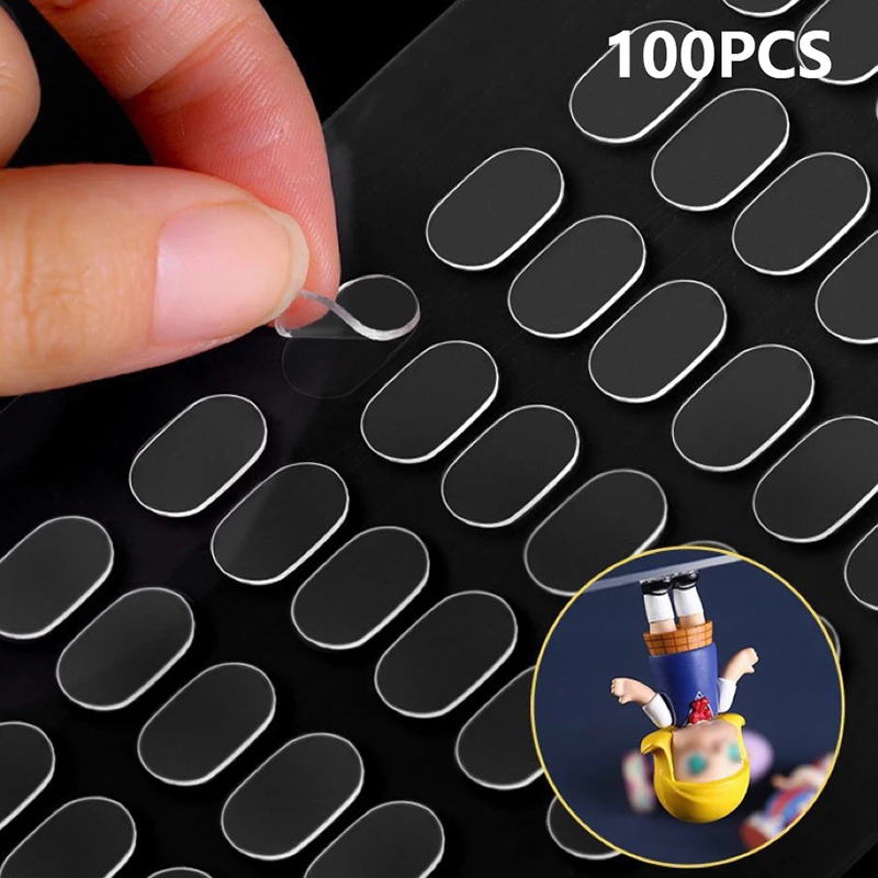

100pcs Double -sided Glue Pads Adhesive Sticker For Blind Box Landscape Doll Foot Fixed Glue Transparent Seamless Patch