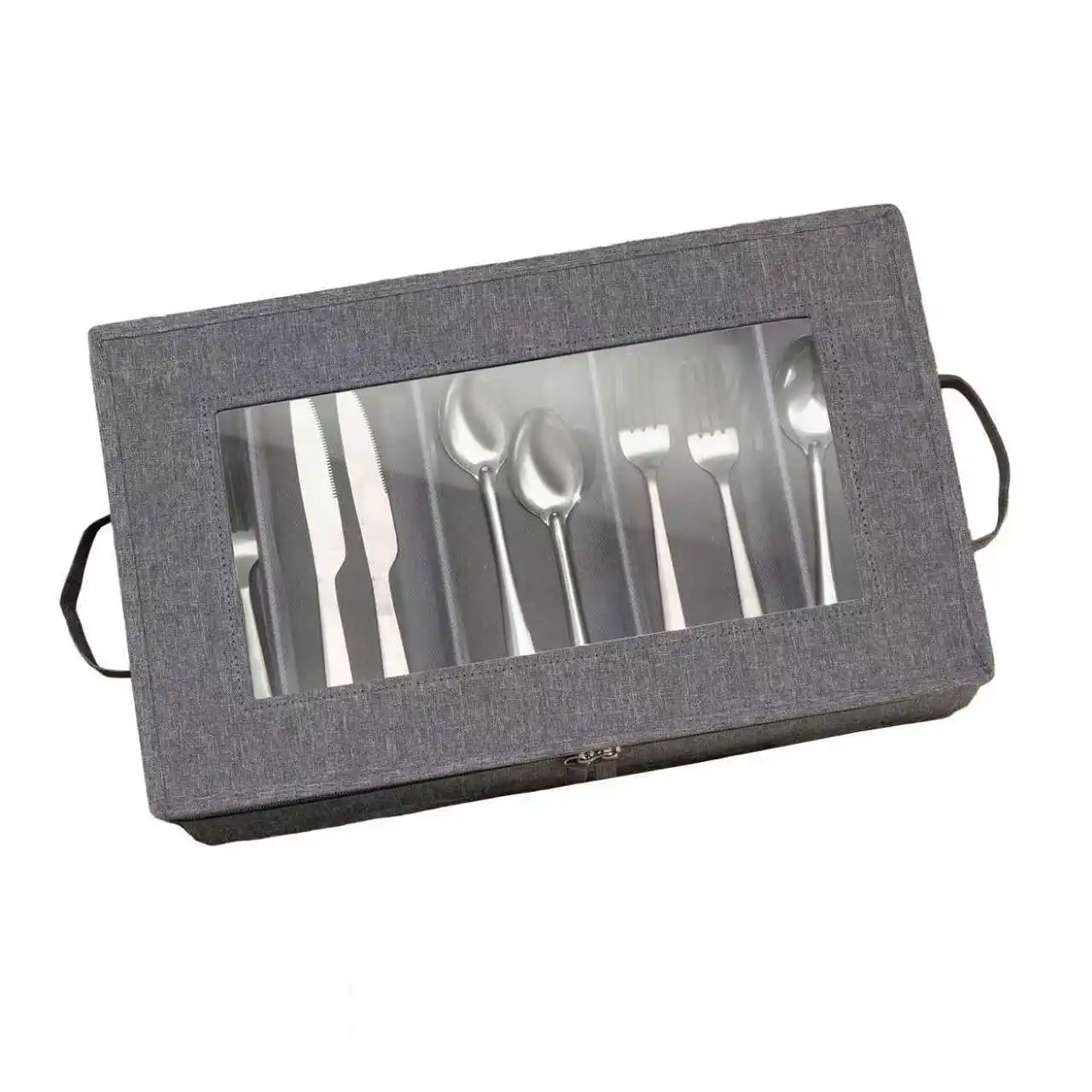 

5-отдельный ящик для хранения посуды с ручками для переноски, крышка, ложка, вилка, ножи, органайзер для посуды с крышкой на молнии, посуда