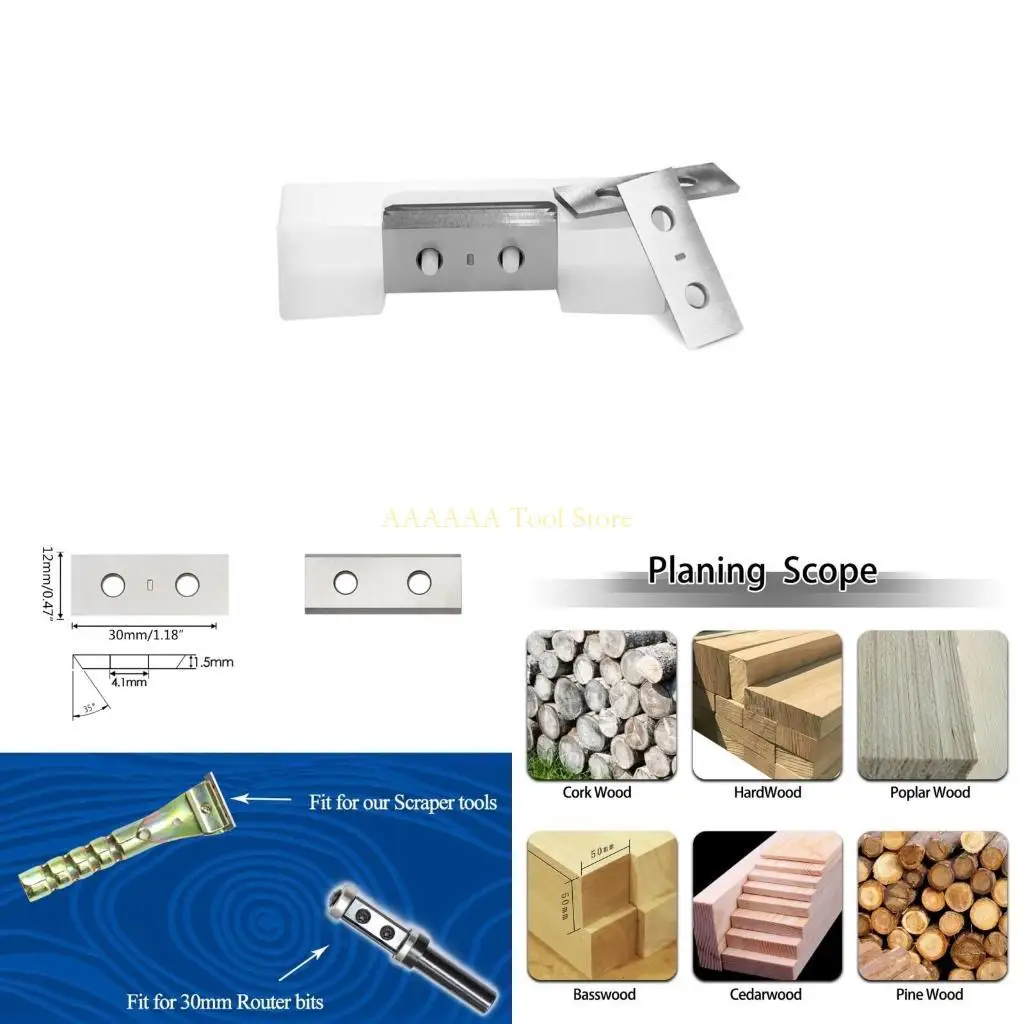 

A2BE 10Pcs Square 30x12x1.5mm-30° Inserts Cutter 2 Edges for Woodworking Lathe Planer Cutters Replacement