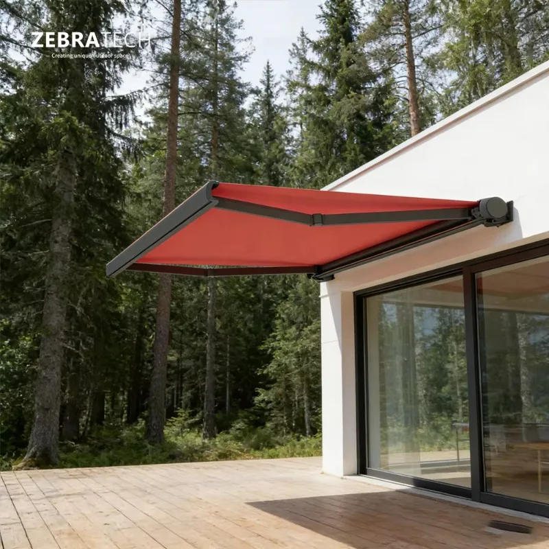 Customized Retractable Poly Waterproof Electric Awnings | Outdoor Terrace & Balcony Fully Enclosed Motorized Patio Awnings