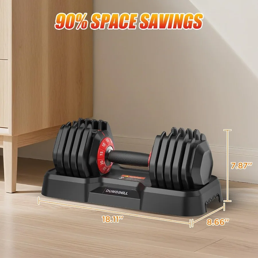 مجموعة دمبل قابلة للتعديل مع مقبض مضاد للانزلاق ونظام قفل أمان مزدوج لتمرين الجسم بالكامل: متعددة الاستخدامات 25 52.5 55 رطل We