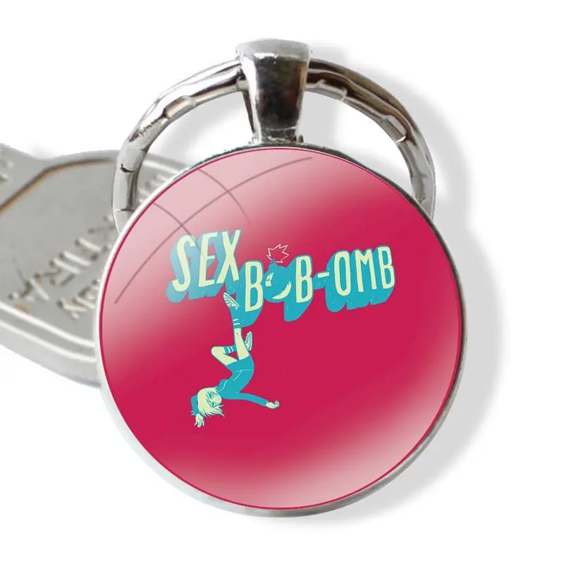 Keychain Handmade Glass Cabochon Key Ring Holder Pendant Key Chains Sex Bob Omb