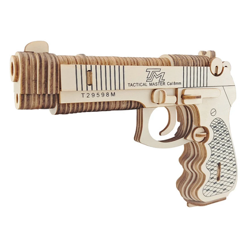 Wooden Assembly Gun Puzzle Model Pistol Rifle AK47 3D Toy Gun Model Cannot Shoot Educational Toys For Children Adults Boys Gifts