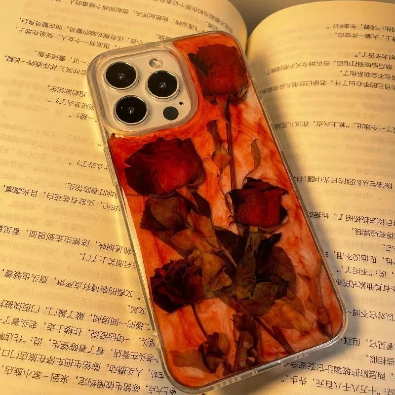 4079 Original 3D Handmade Cell Phone Case Scarlet Rose Dark Gothic Art Horror Punk Style Customized Halloween Christmas Gift