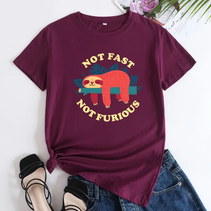 T-shirt rotonda da donna Ne ort Sve Harajuku con stampa lavorata a maglia in puro cotone Thi Summer Top Production cinese